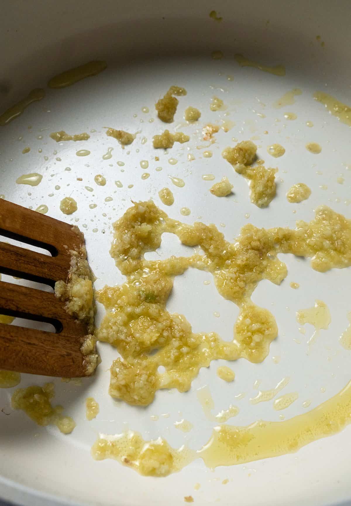 garlic and ginger in a skillet