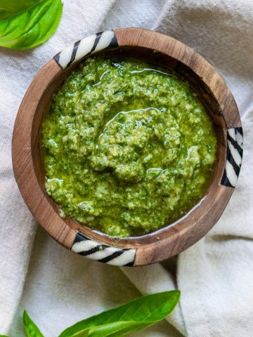 bowl of green pesto