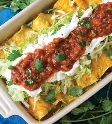 Sour Cream Chicken Enchiladas are a simple dinner recipe everyone enjoys.