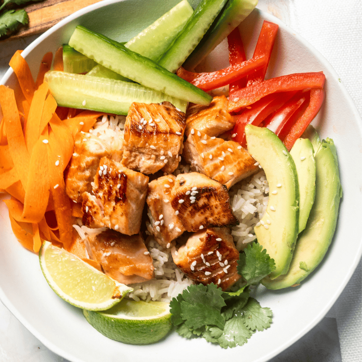 Cooked Salmon Poke Bowl by The Hungry Waitress