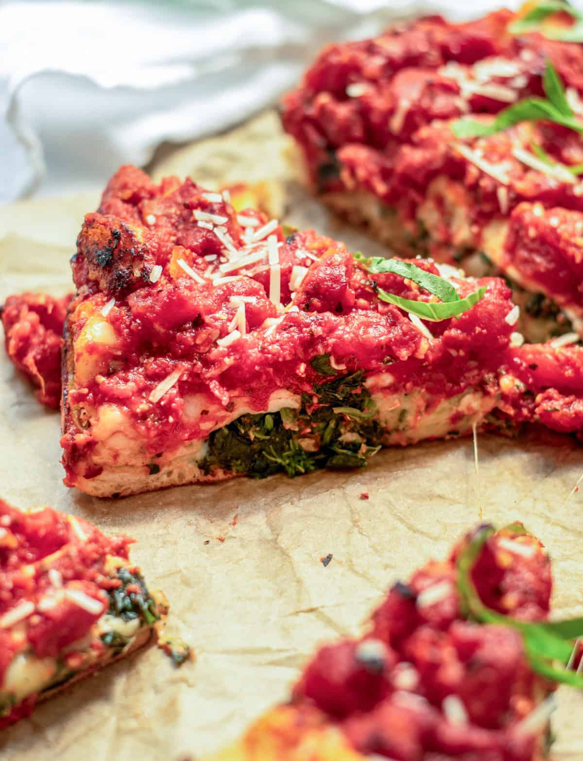 stuffed pizza with italian blend cheese