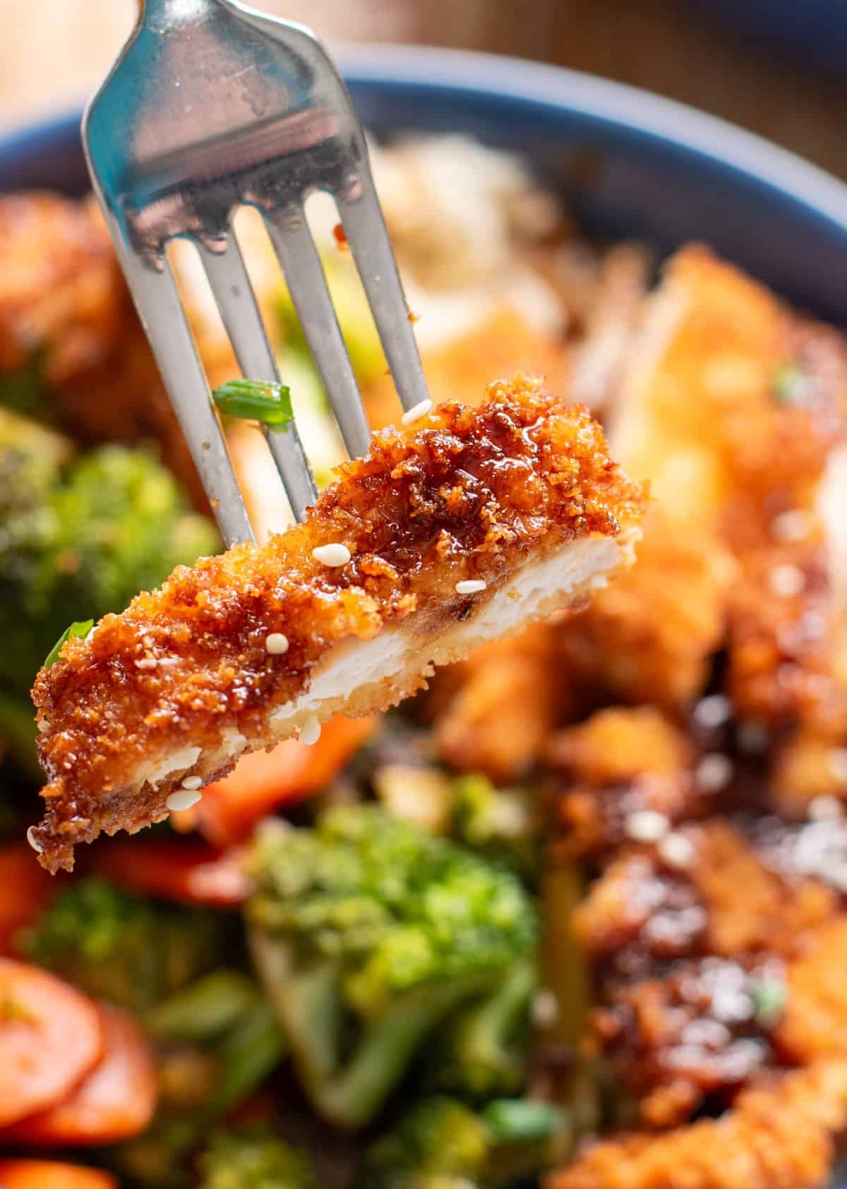 bite of crispy chicken
