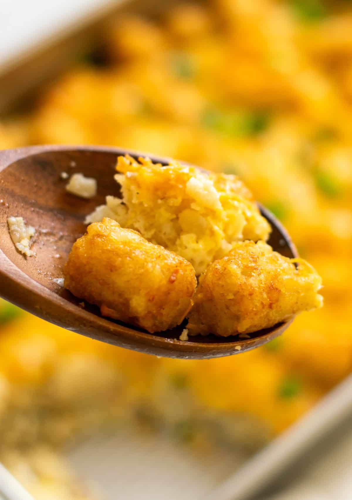spoon full of tater tot casserole