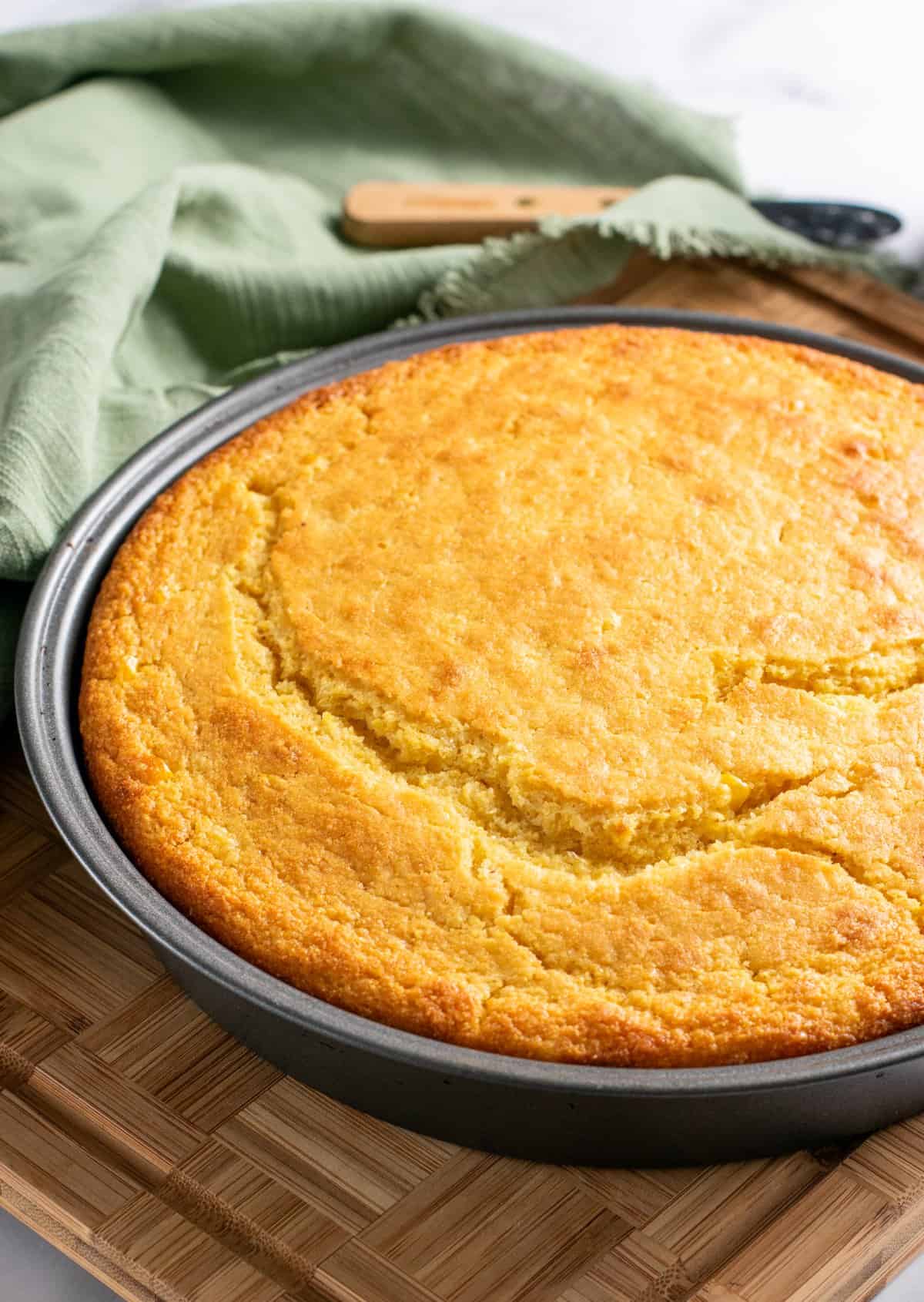 pan of yellow cornbread
